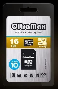 MicroSDHC 16GB OltraMax Class10 c с адаптером SD